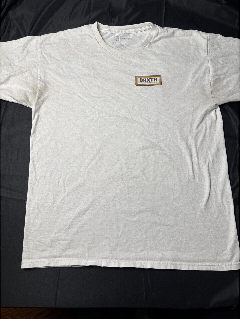 BRXTN White Crew Neck T-Shirt with Logo Patch Size L